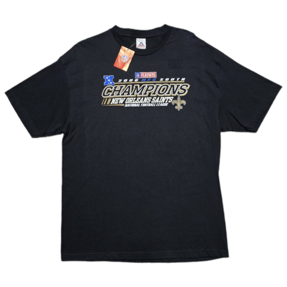 Deadstock 2006‎ New Orleans Saints NFC Champs T-Shirt Black Y2K Mens XL